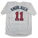 Autographed/Signed Chuck Knoblauch Minnesota Pinstripe Jersey BAS COA