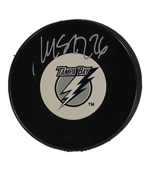 Martin St. Louis Signed Tampa Bay Lightning Logo Hockey Puck (COJO COA) HOF 2018