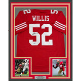 Framed Autographed/Signed Patrick Willis 35x39 San Francisco Red Jersey BAS COA