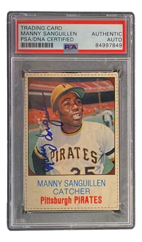 Manny Sanguillen Signed Pittsburgh Pirates 1975 Hostess #21 Trading Card PSA/DNA