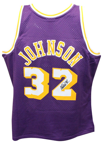 Magic Johnson Signed Swingman Los Angeles Lakers M&N Jersey Beckett 40848