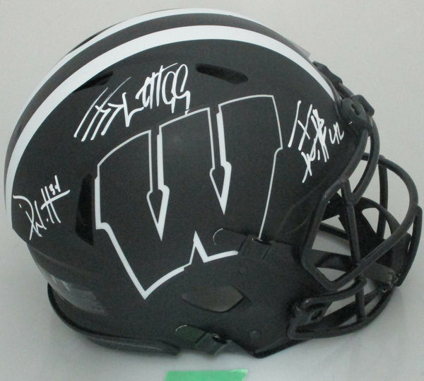 Badgers JJ, TJ & DEREK WATT Signed Full Size ECLIPSE Authentic Helmet AUTO - JSA