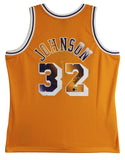 Lakers Magic Johnson Signed Yellow M&N HWC Swingman w/ Two-Tone #'s Jersey BAS W