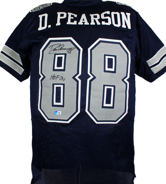 Drew Pearson Autographed Blue Pro Style Jersey w/ HOF *TM- Beckett W Hologram