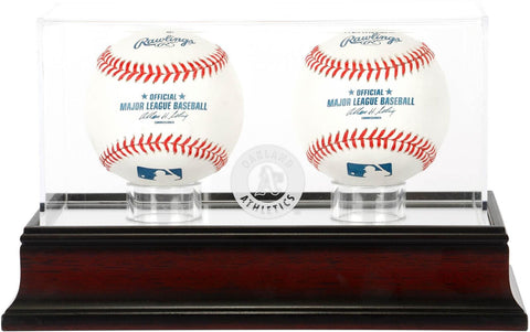 Oakland Athletics Mahogany 2-Baseball Display Case