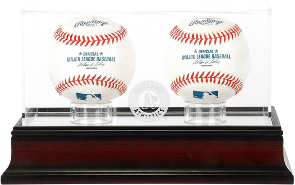Oakland Athletics Mahogany 2-Baseball Display Case
