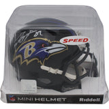 Ray Lewis Autographed/Signed Baltimore Ravens Mini Helmet Beckett 46942