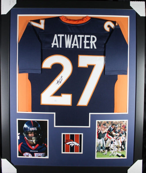 STEVE ATWATER (Broncos blue TOWER) Signed Autographed Framed Jersey JSA