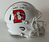 Patrick Surtain II Auto/Inscribed "Go Broncos" Replica Snowcapped Helmet BAS COA