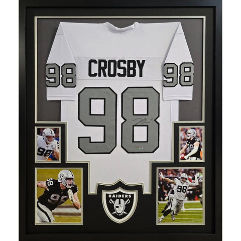 Maxx Crosby Autographed Signed Framed PIA Las Vegas Raiders Silver Jersey