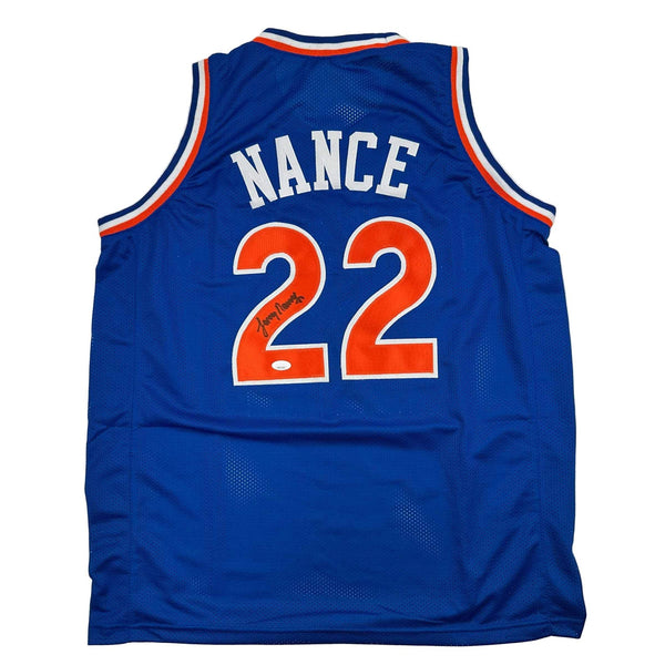 Autographed/Signed Larry Nance Cleveland Blue Basketball Jersey JSA COA