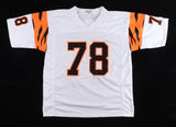 Anthony Munoz Signed Cincinatti Bengals White Jersey (JSA) 2xSuper Bowl O-Tackle