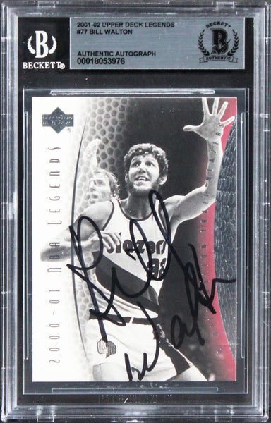 Blazers Bill Walton Signed 2001 Upper Deck Legends #77 Card BAS Slabbed