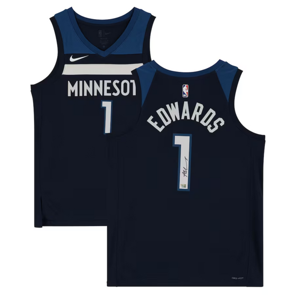Anthony Edwards Autographed Timberwolves Navy Icon Ed. Nike Jersey Fanatics
