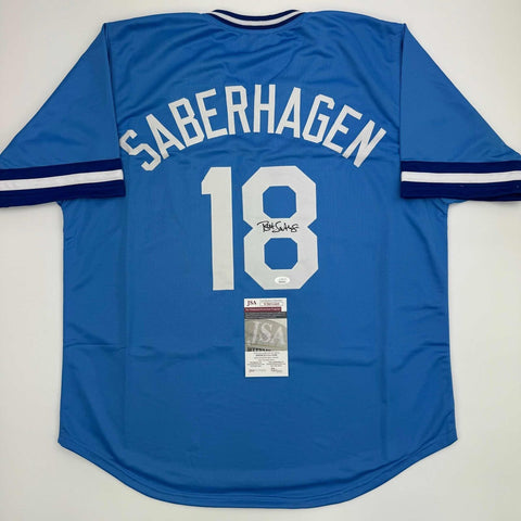 Autographed/Signed Bret Saberhagen Kansas City Blue Baseball Jersey JSA COA