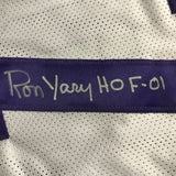 Autographed/Signed RON YARY "HOF 01" Minnesota White Football Jersey JSA COA