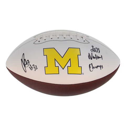 Jaylen Harrell Signed Michigan Wolverines Logo Football (Schwartz) Titans LB