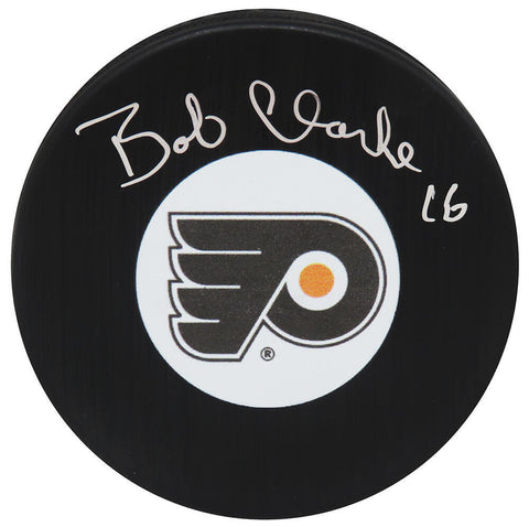Bobby Clarke Signed Flyers Team Logo Hockey Puck - (SCHWARTZ SPORTS COA)