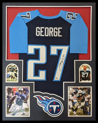 FRAMED TENNESSEE TITANS EDDIE GEORGE AUTOGRAPHED SIGNED JERSEY BAS HOLO