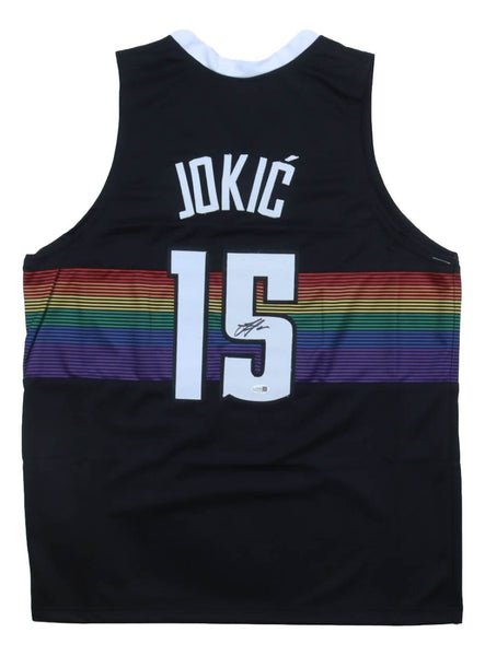 Nikola Jokic Denver Signed Black Basketball Jersey JSA QR