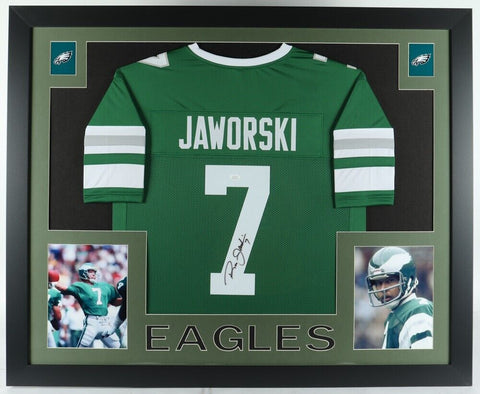 Ron Jaworski Signed Philadelphia Eagles 35x43 Framed Jersey (JSA QR Card) QB