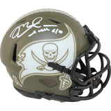 Mike Alstott Autographed Tampa Bay Buccaneers 22 STS Mini Helmet Beckett 50195