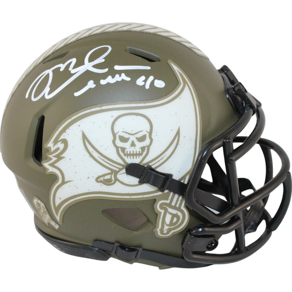 Mike Alstott Autographed Tampa Bay Buccaneers 22 STS Mini Helmet Beckett 50195