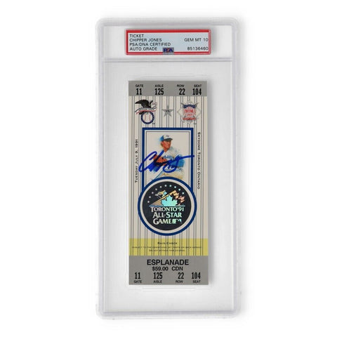 Chipper Jones Signed 1991 All-Star Game Ticket (PSA Autograph Graded 10) Braves