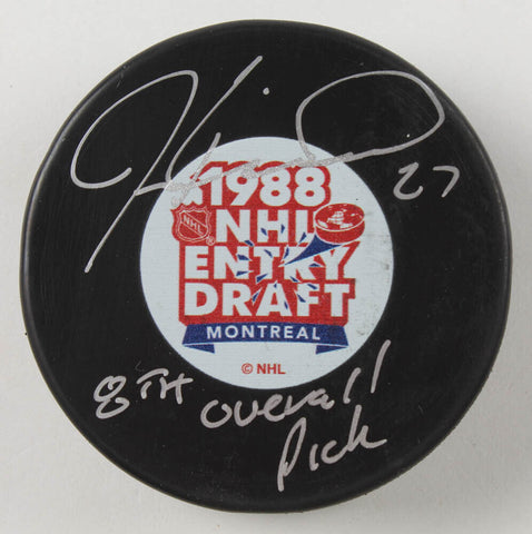 Jeremy Roenick Signed 1988 NHL Draft Logo Puck Ins."8th Overall Pick" Blackhawks
