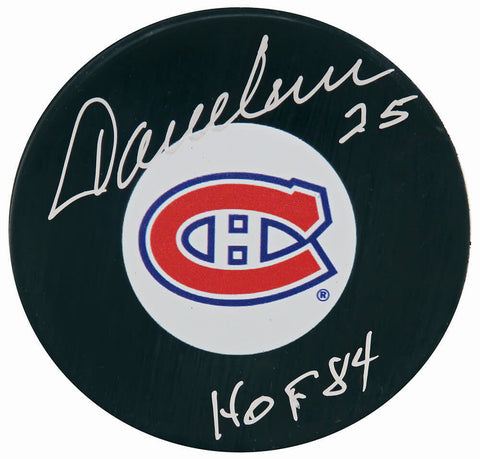 Jacques Lemaire Signed Canadiens Team Logo Hockey Puck w/HOF'84 - (SS COA)