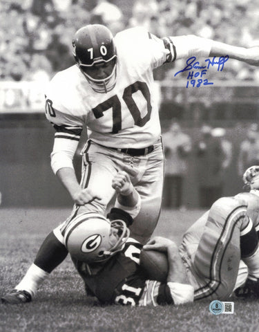 Sam Huff Autographed 11x14 Photo New York Giants "HOF 1982" Beckett QR #BS30539