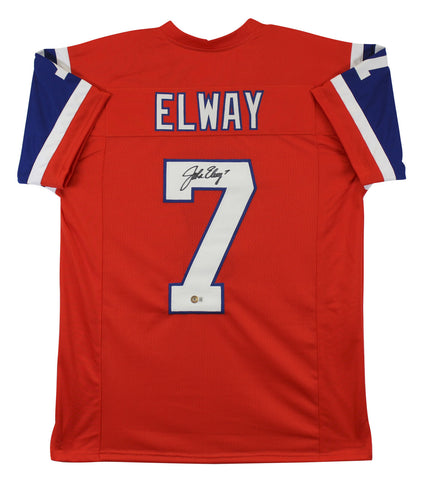 John Elway Authentic Signed Orange Throwback Pro Style Jersey BAS Witnessed