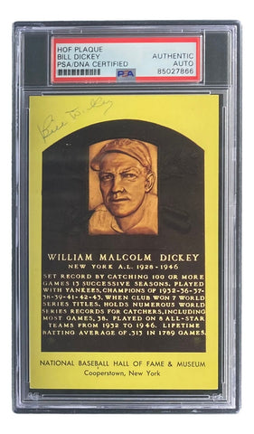 Bill Dickey Signed 4x6 New York Yankees HOF Plaque Card PSA/DNA 85027866