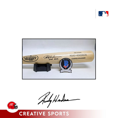 Rickey Henderson Autographed Hand Signed Natural Louisville Slugger Pro Stock...