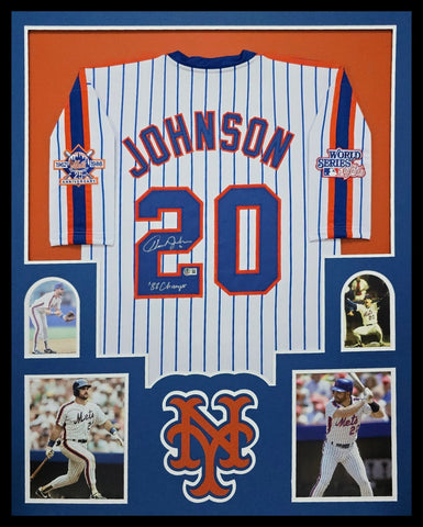FRAMED HOWARD JOHNSON AUTOGRAPHED SIGNED N.Y. METS JERSEY BECKETT HOLO