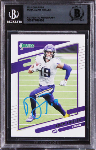 Vikings Adam Thielen Authentic Signed 2021 Donruss #126A Card BAS Slabbed