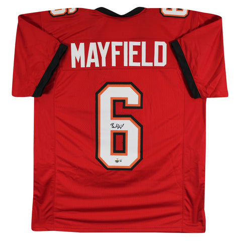 Baker Mayfield Authentic Signed Red Pro Style Jersey Autographed BAS Witnessed