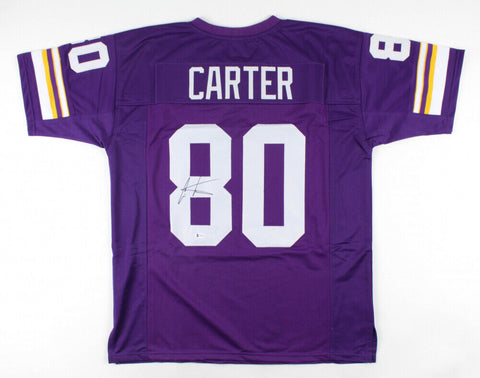Cris Carter Signed Minnesota Vikings Jersey (Beckett) All He Does is Catch TD's