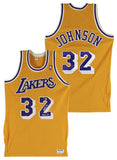 Lakers Magic Johnson "HOF 02" Signed Yellow MacGregor Sand-Knit Jersey BAS Wit 2