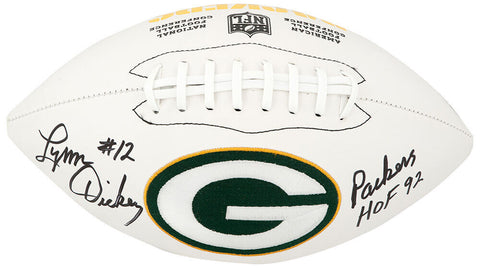 Lynn Dickey Signed Packers Wilson White Logo Football w/Packers HOF'92 -(SS COA)