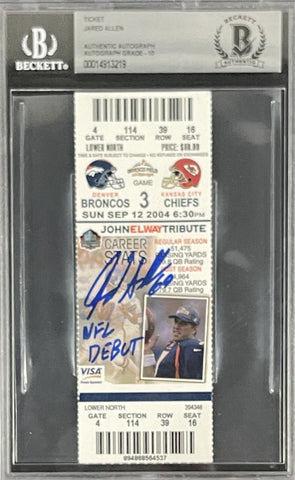 Jared Allen Signed Kansas City Chiefs NFL Debut Ticket 9/12/04 Slab Beckett