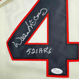Framed Autographed/Signed Willie McCovey 35x39 "521 HR's" Cream Jersey JSA COA