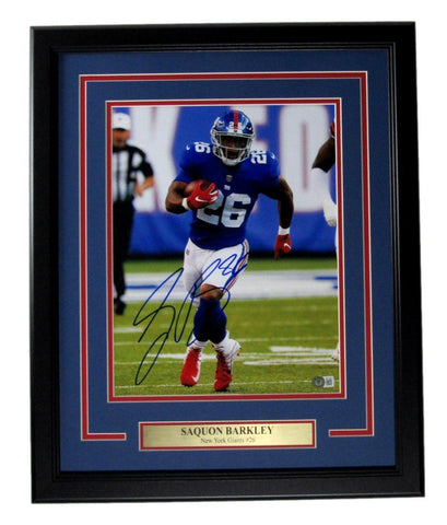 Saquon Barkley Autographed 11x14 Photo New York Giants Framed Beckett