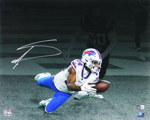 Bills Stefon Diggs Signed 16x20 Horizontal Blackout Photo w/ Silver Sig BAS Wit
