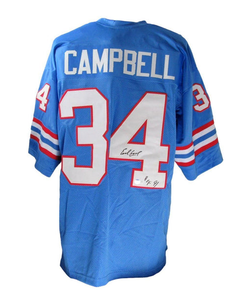 Earl Campbell HOF Autographed Oilers Custom Football Jersey Beckett 204294