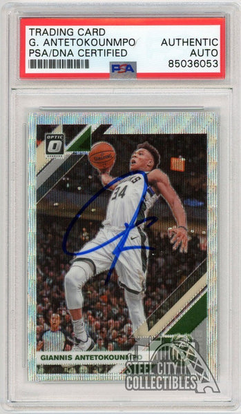 Giannis Antetokounmpo 2019 Donruss Optic Fanatics Wave Autograph Card 81 PSA/DNA