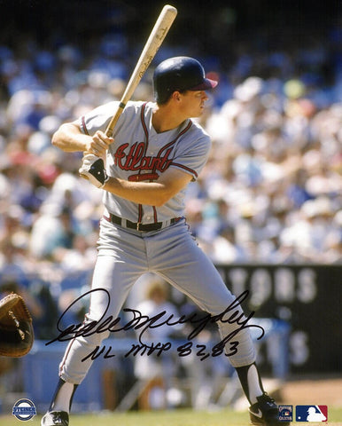 Dale Murphy Signed Braves Grey Jersey Batting 8x10 Photo w/NL MVP 82, 83 -SS COA