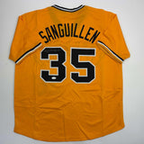 Autographed/Signed Manny Sanguillen Pittsburgh Yellow Jersey JSA COA