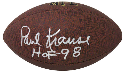 Paul Krause VIKINGS Signed Wilson Super Grip Full Size NFL Football w/HOF'98- SS