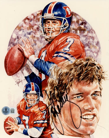 John Elway Autographed/Signed Denver Broncos 8x10 Photo Beckett 57729
